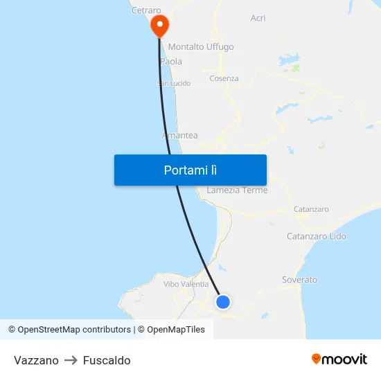 Vazzano to Fuscaldo map