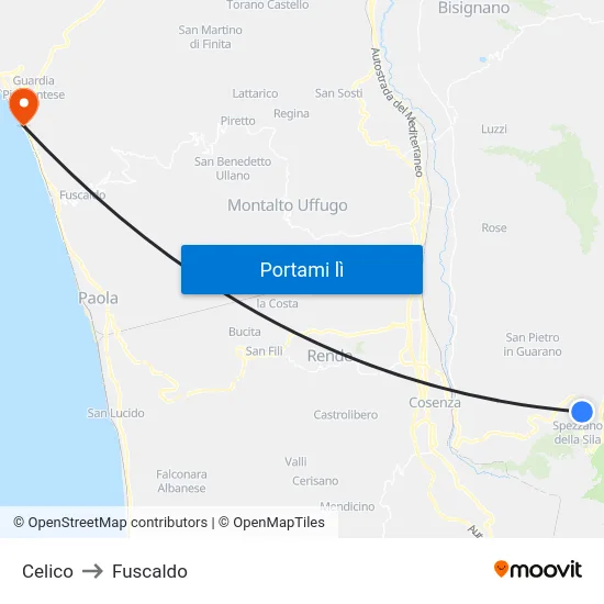 Celico to Fuscaldo map