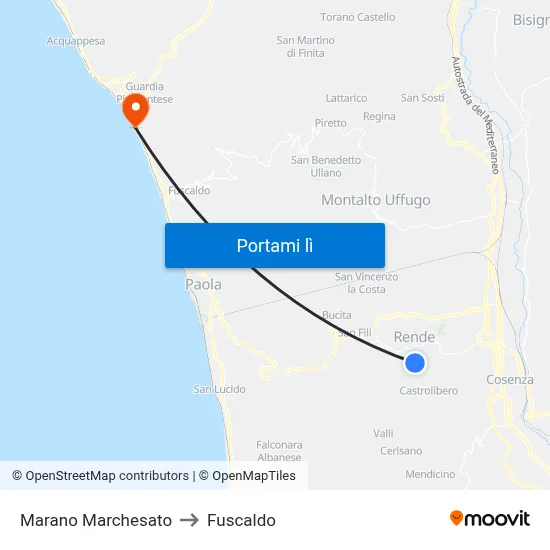 Marano Marchesato to Fuscaldo map