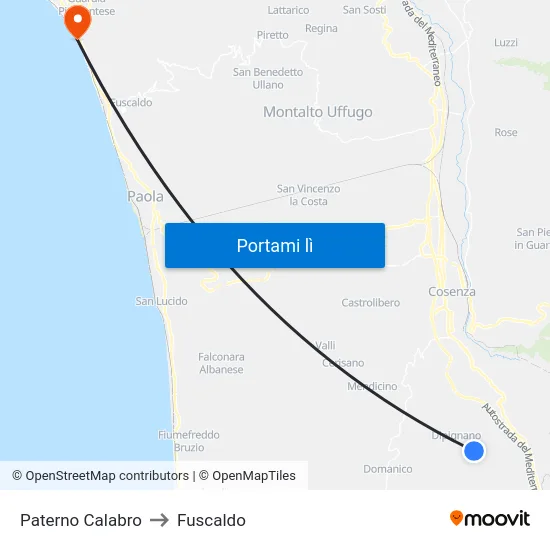 Paterno Calabro to Fuscaldo map