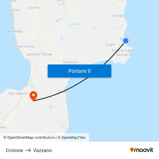 Crotone to Vazzano map