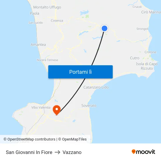 San Giovanni In Fiore to Vazzano map