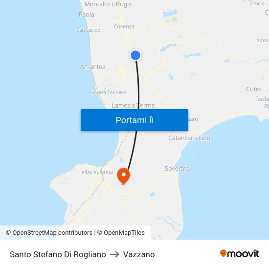 Santo Stefano Di Rogliano to Vazzano map