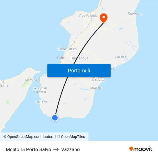 Melito Di Porto Salvo to Vazzano map