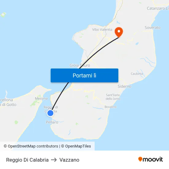 Reggio Di Calabria to Vazzano map