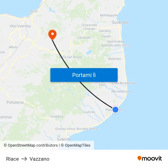 Riace to Vazzano map