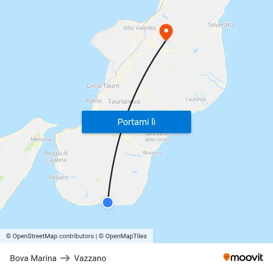 Bova Marina to Vazzano map