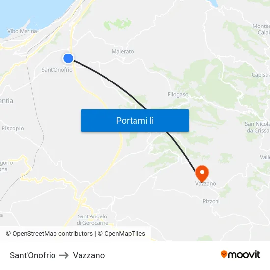 Sant'Onofrio to Vazzano map