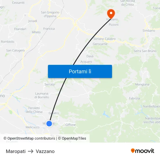 Maropati to Vazzano map