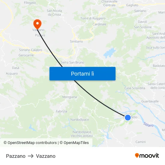 Pazzano to Vazzano map