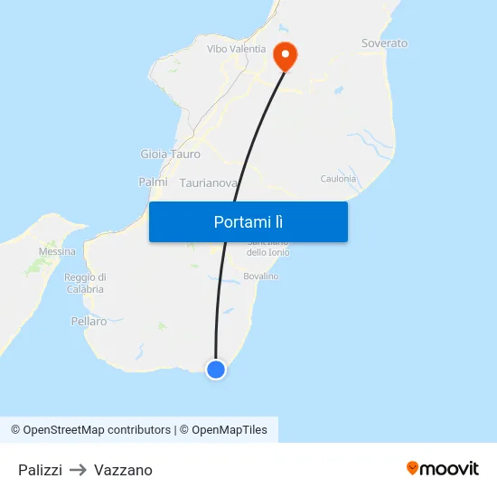 Palizzi to Vazzano map