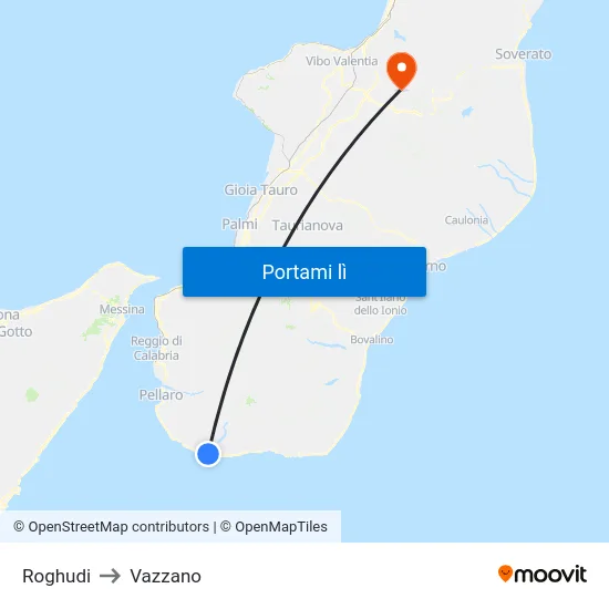 Roghudi to Vazzano map