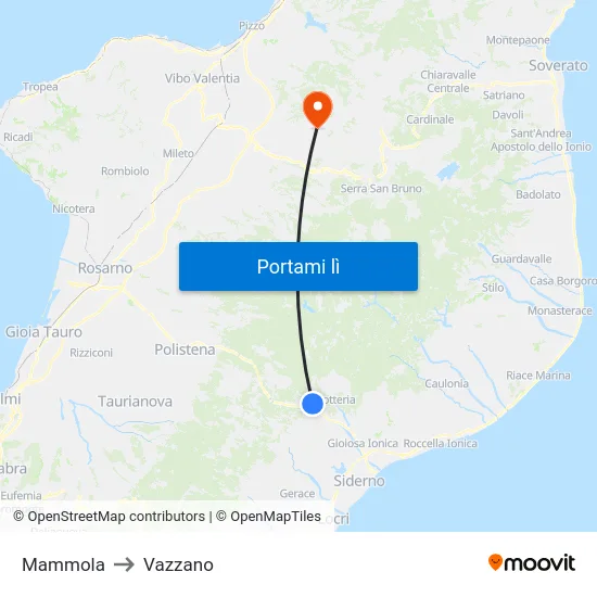 Mammola to Vazzano map