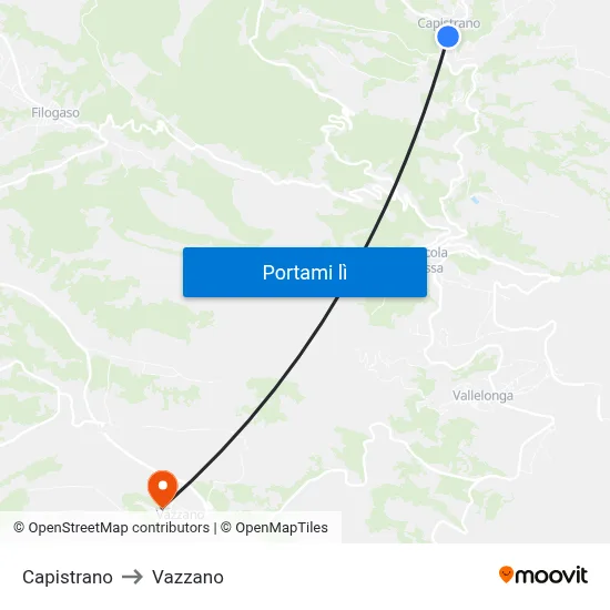 Capistrano to Vazzano map