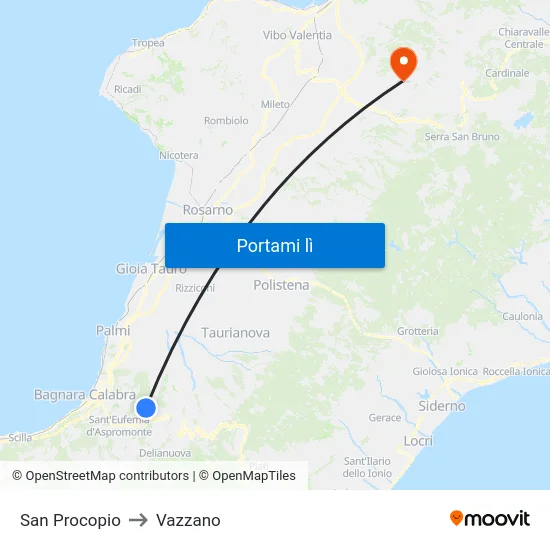 San Procopio to Vazzano map