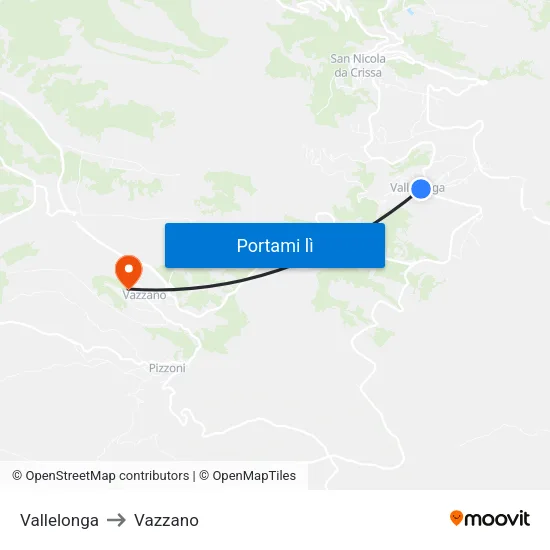 Vallelonga to Vazzano map