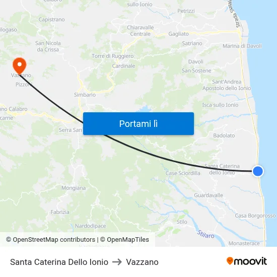 Santa Caterina Dello Ionio to Vazzano map