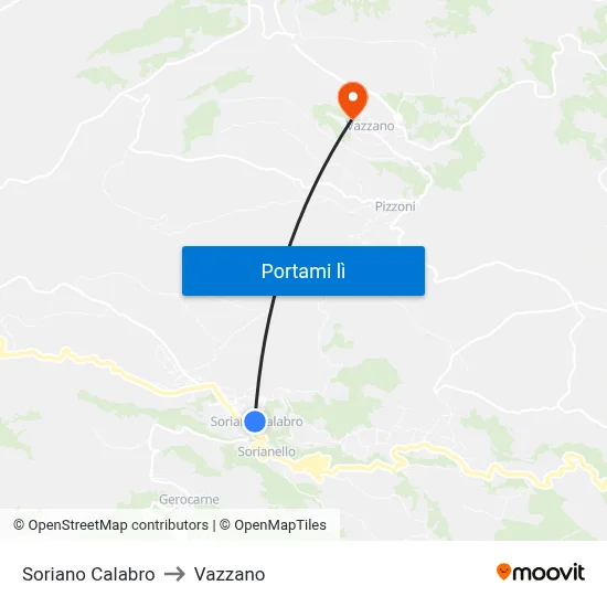 Soriano Calabro to Vazzano map