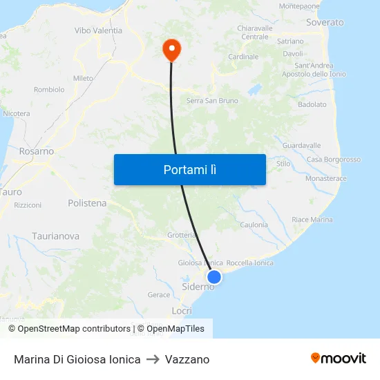 Marina Di Gioiosa Ionica to Vazzano map