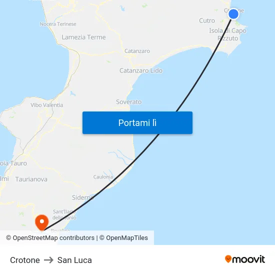 Crotone to San Luca map
