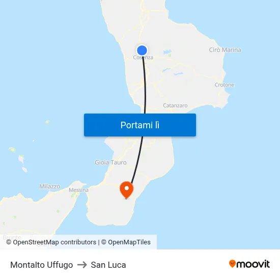 Montalto Uffugo to San Luca map