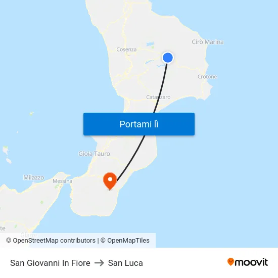 San Giovanni In Fiore to San Luca map