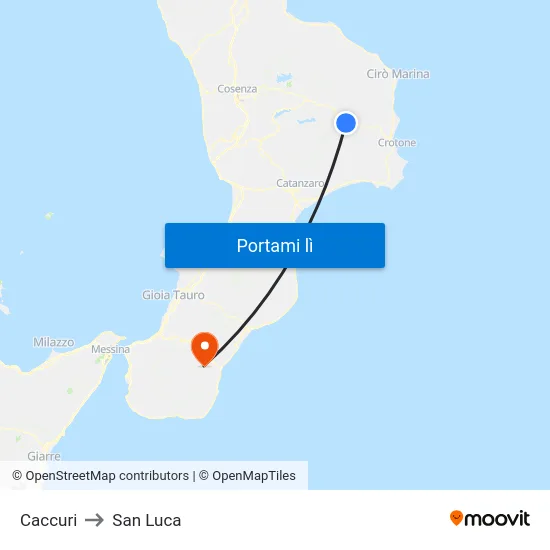 Caccuri to San Luca map