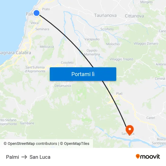 Palmi to San Luca map