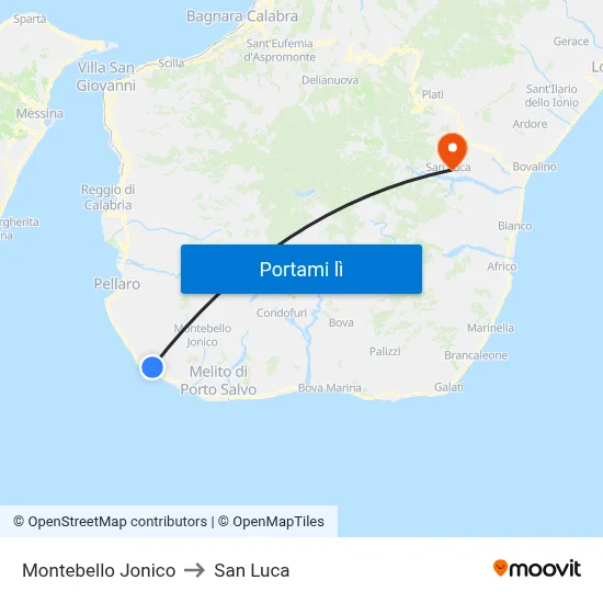 Montebello Jonico to San Luca map