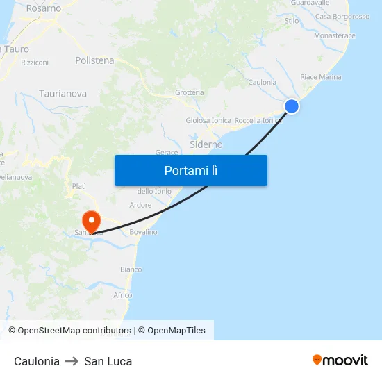Caulonia to San Luca map
