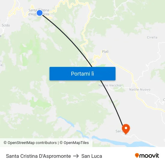 Santa Cristina D'Aspromonte to San Luca map