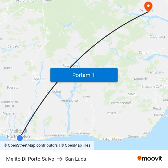 Melito Di Porto Salvo to San Luca map
