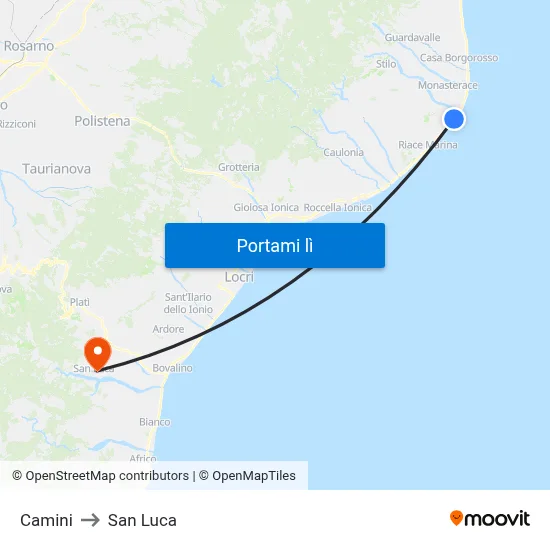Camini to San Luca map