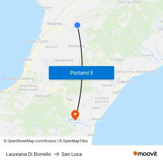 Laureana Di Borrello to San Luca map
