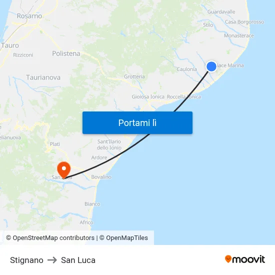Stignano to San Luca map