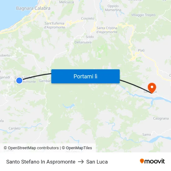 Santo Stefano In Aspromonte to San Luca map