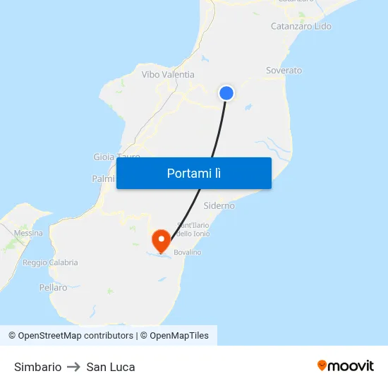 Simbario to San Luca map