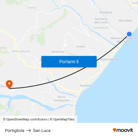 Portigliola to San Luca map