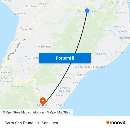 Serra San Bruno to San Luca map