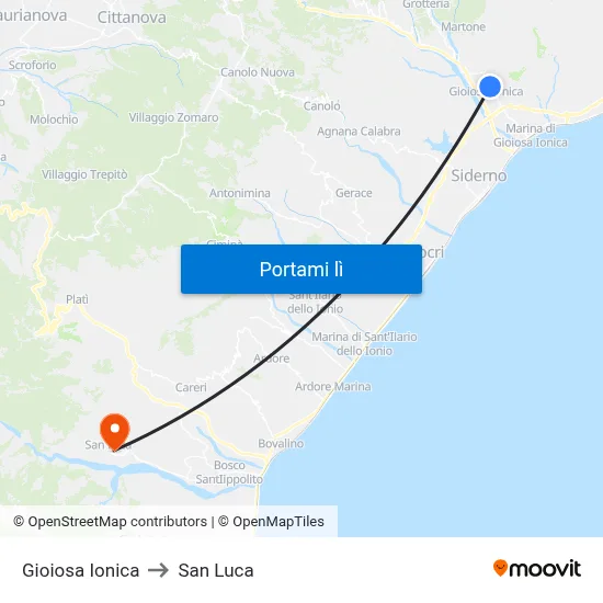 Gioiosa Ionica to San Luca map