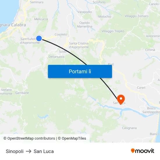 Sinopoli to San Luca map