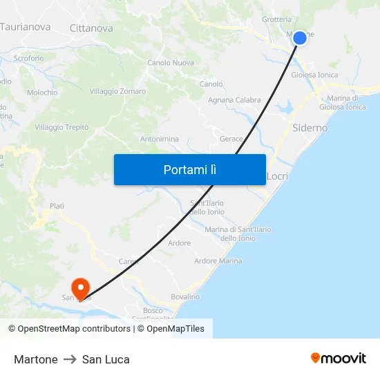 Martone to San Luca map