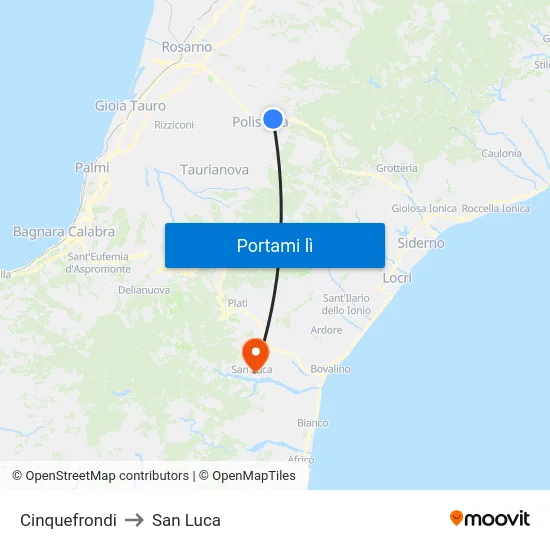 Cinquefrondi to San Luca map