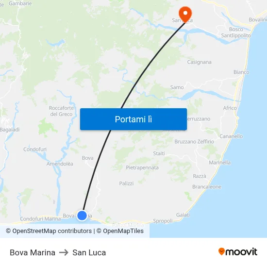 Bova Marina to San Luca map