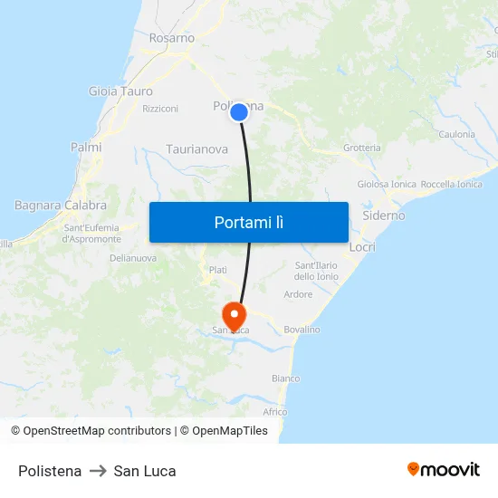 Polistena to San Luca map