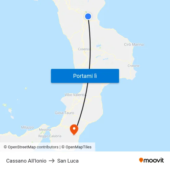 Cassano All'Ionio to San Luca map