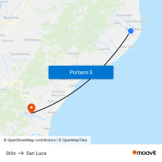 Stilo to San Luca map
