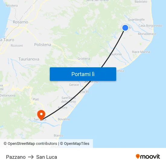 Pazzano to San Luca map
