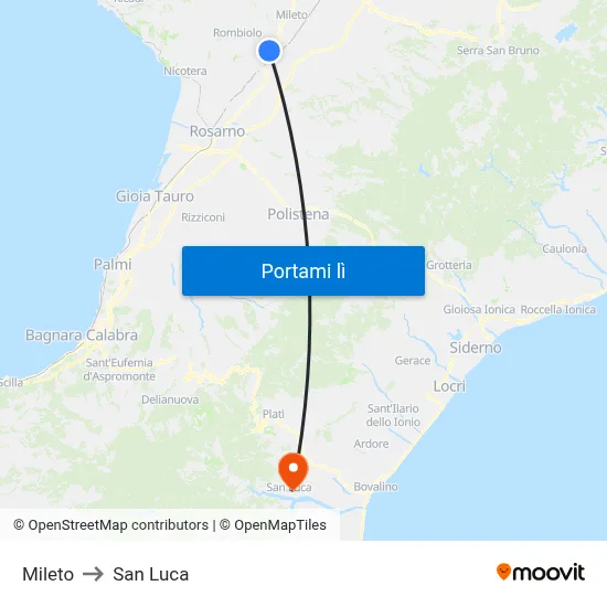 Mileto to San Luca map