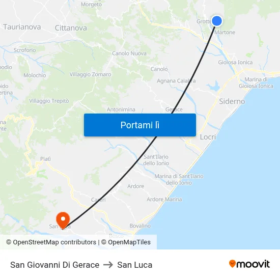 San Giovanni Di Gerace to San Luca map